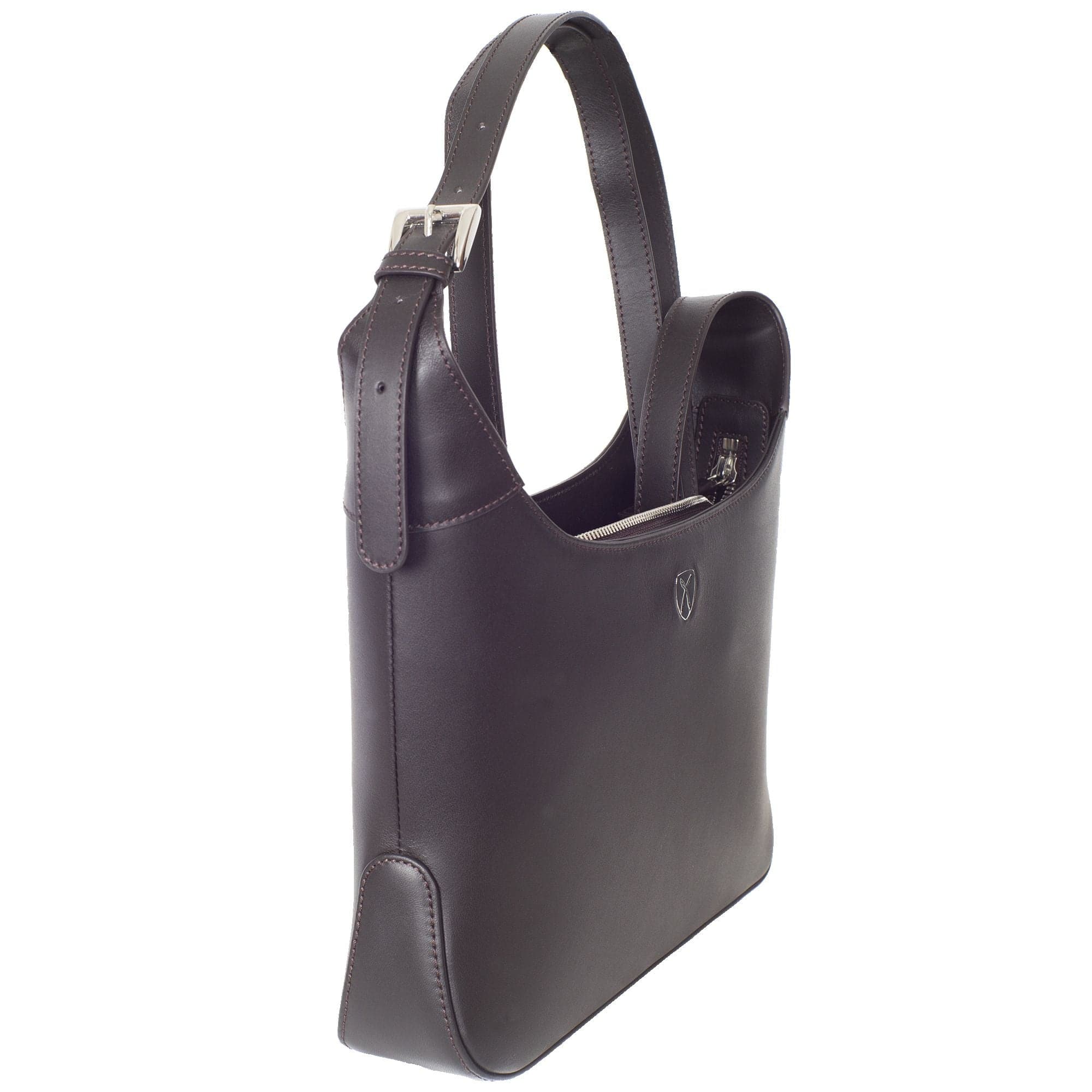 Schultertasche Handtasche Crossover glattes Leder braun - Corf Offermann