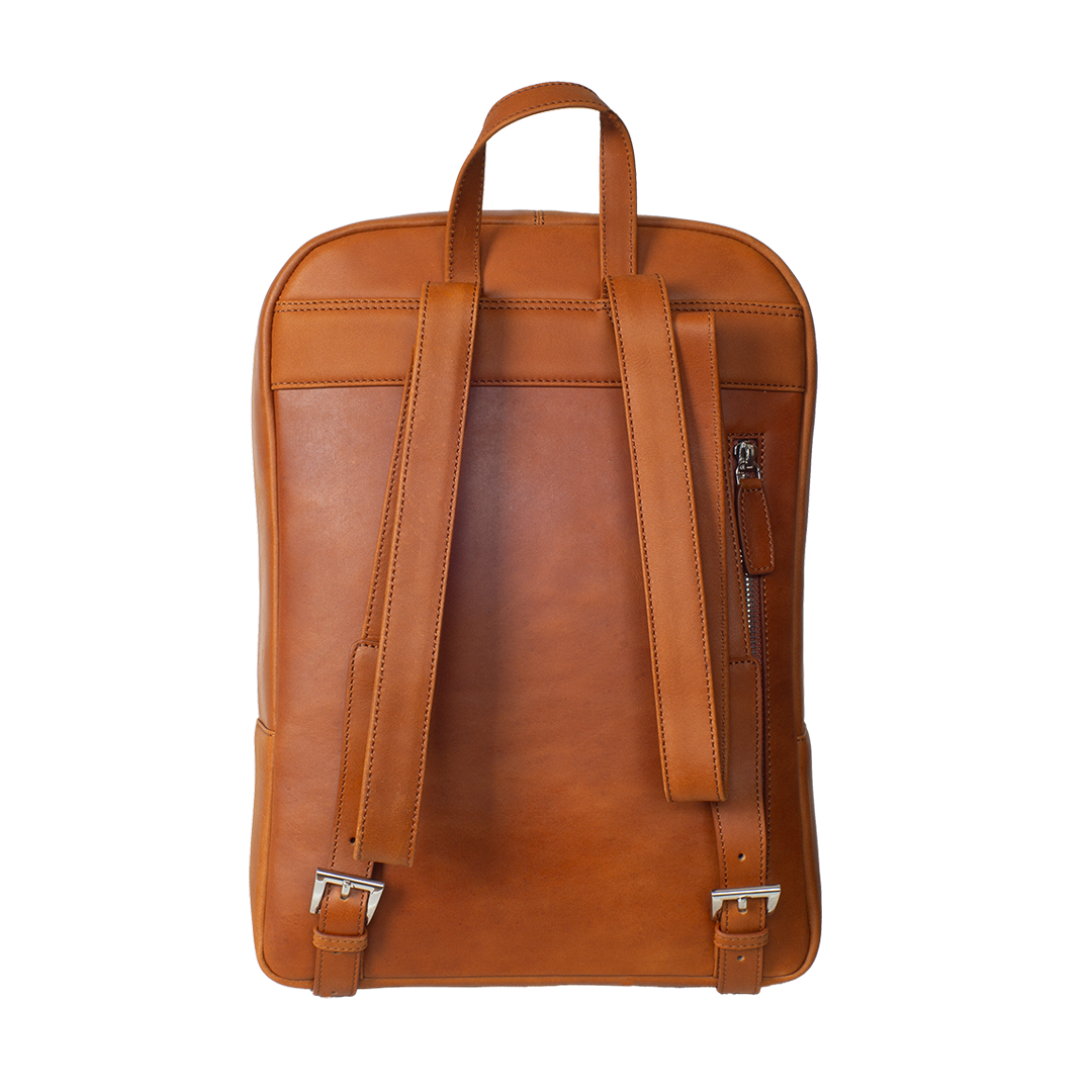 Businessrucksack Lederrucksack 14 Zoll Leder cognac