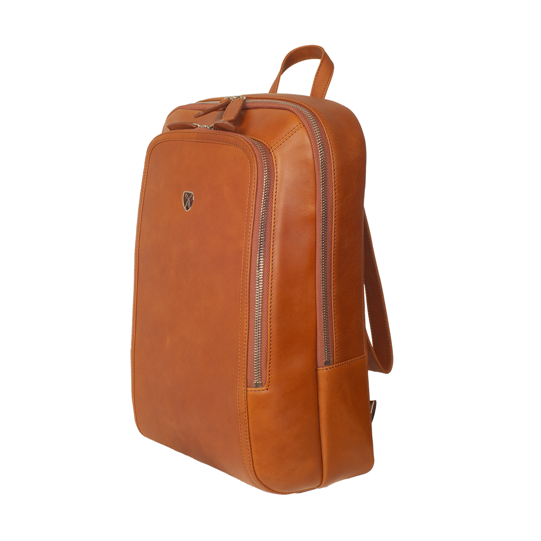 Businessrucksack Lederrucksack 14 Zoll Leder cognac